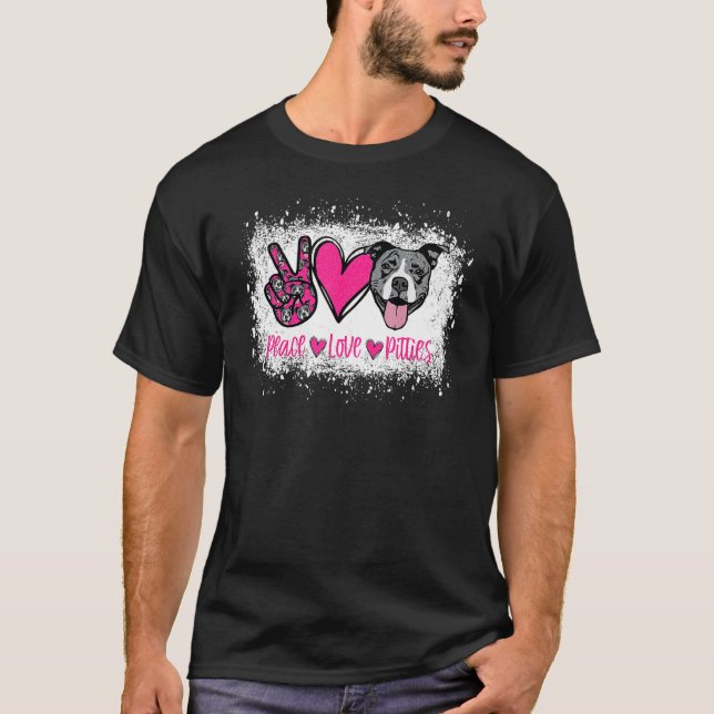 Camiseta Peace Love Pitties Pitbull Mascota Dueño De Fur Ma (Anverso)