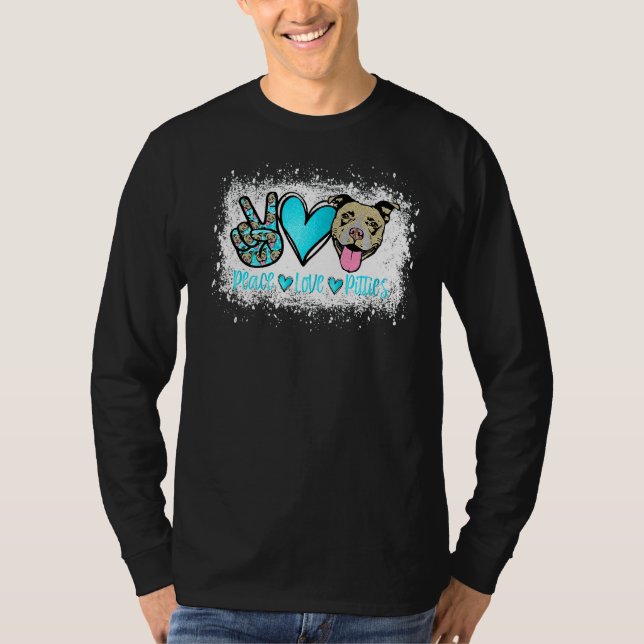 Camiseta Peace Love Pitties Pitbull Mascota Dueño De Fur Ma (Anverso)