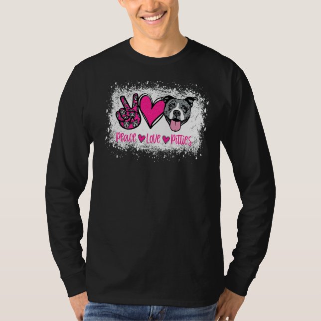 Camiseta Peace Love Pitties Pitbull Mascota Dueño De Fur Ma (Anverso)