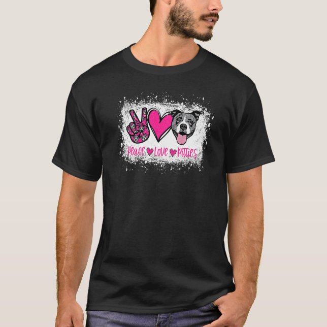 Camiseta Peace Love Pitties Pitbull  Pet Owner Fur Mama Dog (Anverso)