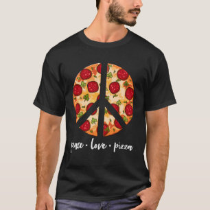 Camiseta Peace Love Pizza Diseño De Comida Italiana Para Un