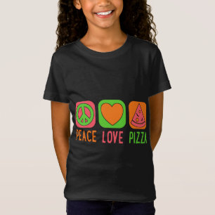 Camiseta Peace Love Pizza Slice Guay Groovy Hippie años 70