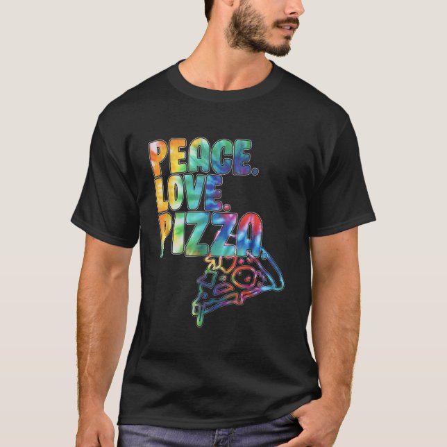 Camiseta Peace Love Pizza Tie Dye (Anverso)