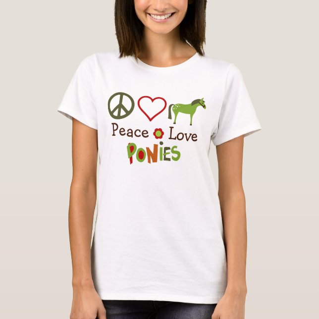 Camiseta Peace Love Ponies Horse T-Shirt (Anverso)