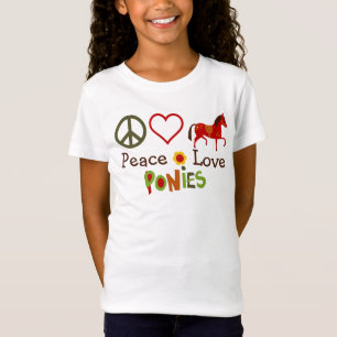 Camiseta Peace Love Ponies Retro Horse T-Shirt