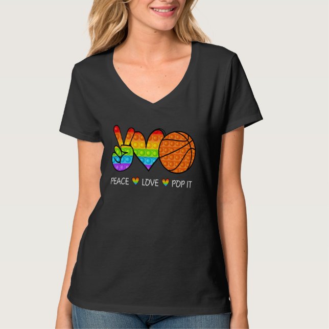 Camiseta Peace Love Pop Fidget Baloncesto (Anverso)