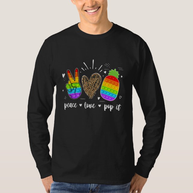 Camiseta Peace Love Pop It Pineapple Fidget Toy Para Niños  (Anverso)