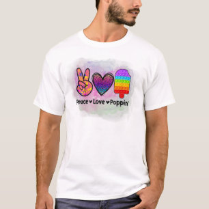Camiseta Peace Love Poppin' Tie Dye Push Fidget Toy
