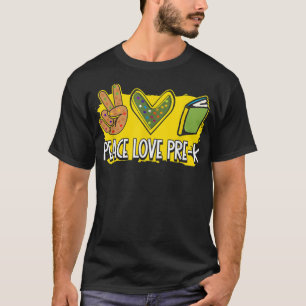 Camiseta Peace Love PreK De vuelta a la escuela