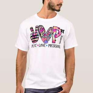 Camiseta Peace Love Preschool Teacher Team Preschool Tie Dy