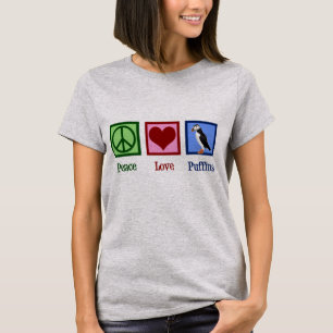Camiseta Peace Love Puffins