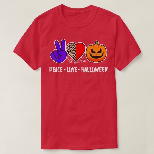 Camiseta Peace, Love, Pumpkin Fall Leopard Print Funny Hall (Diseño del anverso)