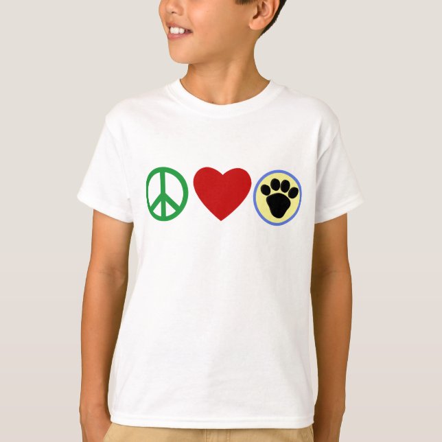 Camiseta Peace Love Puppy Paws T shirts, Gifts (Anverso)