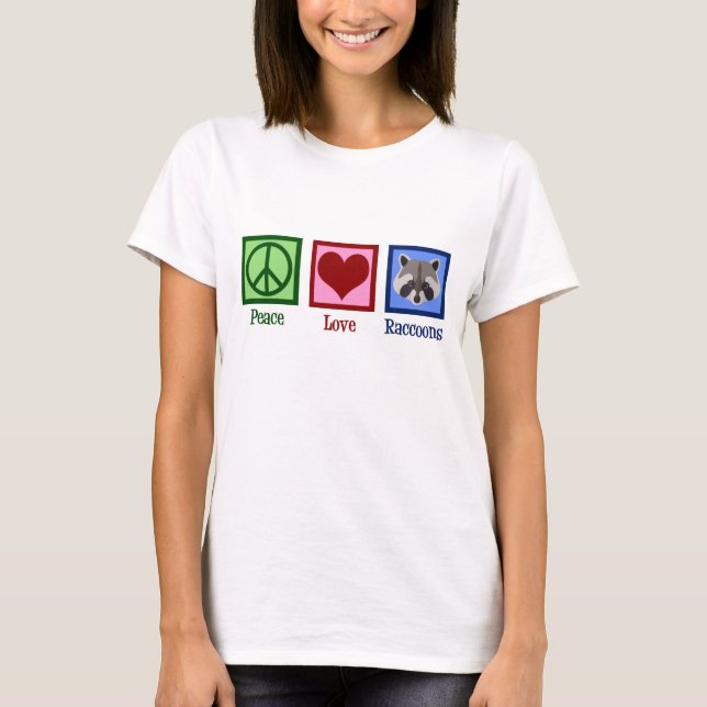 Camiseta Peace Love Raccoons (Anverso)