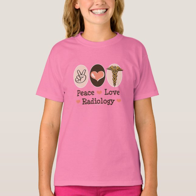 Camiseta Peace Love Radiology Kids Ringer Tee (Anverso)
