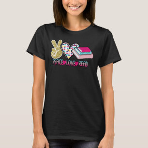 Camiseta Peace Love Read Book Lover Funny Leyendo Hippie He