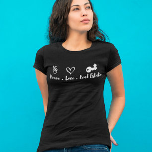 Camiseta Peace Love Real Estate Agent Perfect Gift