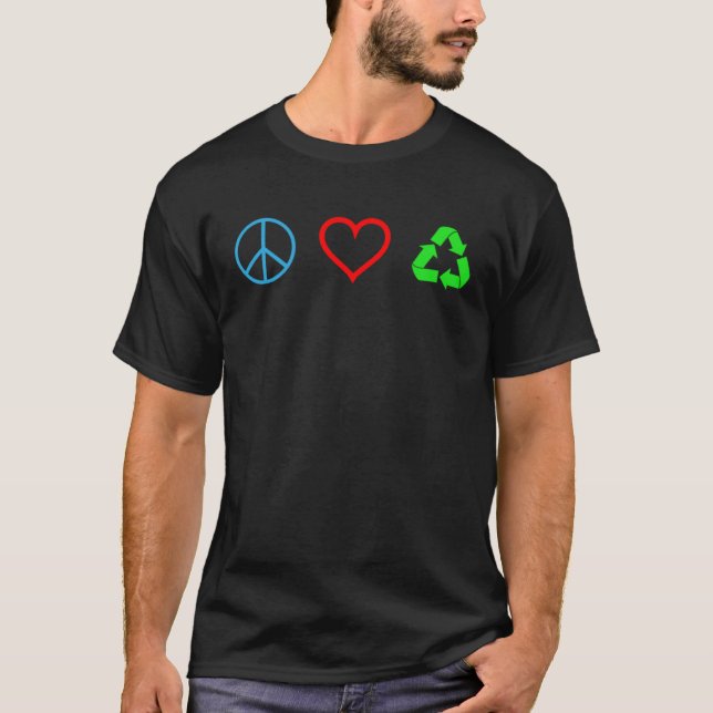 Camiseta Peace Love Recycle  Recycling  Earth Day (Anverso)