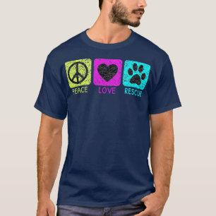 Camiseta Peace Love Rescue Dogs Distressed  Animal Lovers 