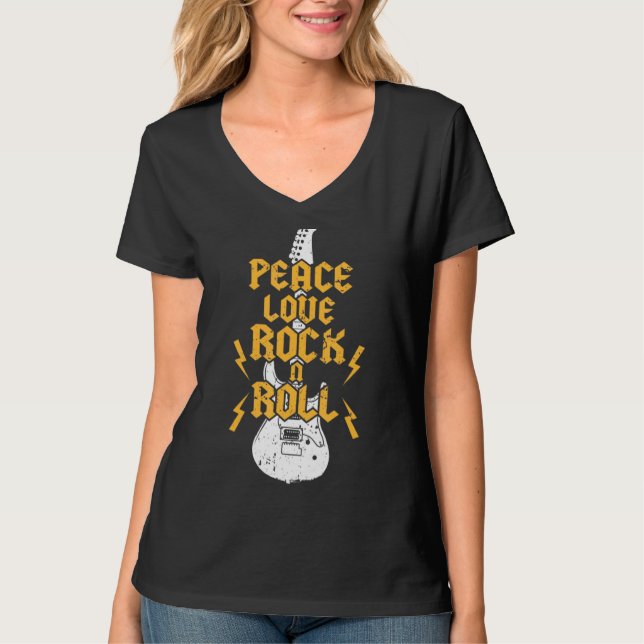 Camiseta Peace Love Rock And Roll Limited Edition Design 60 (Anverso)