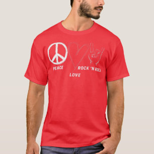 Camiseta Peace Love Rock N Roll Hippie Design Rock Lo