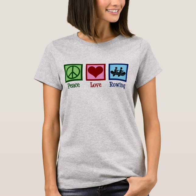 Camiseta Peace Love Rowing - Equipo Cute Crew (Anverso)