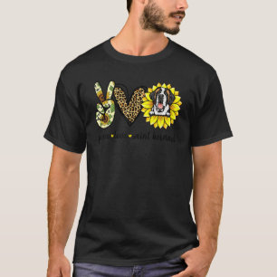 Camiseta Peace Love Saint Bernard Dog Sunflower