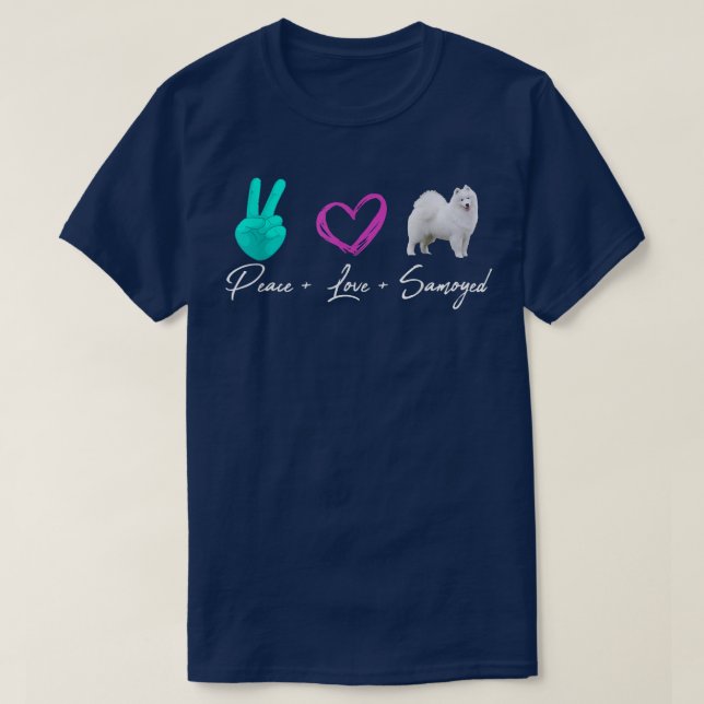 Camiseta Peace Love Samoyed Funny Dog Dueño  (Diseño del anverso)