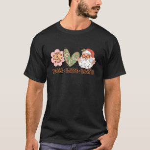 Camiseta Peace Love Santa Hippie Peace Retro Groovy Christm