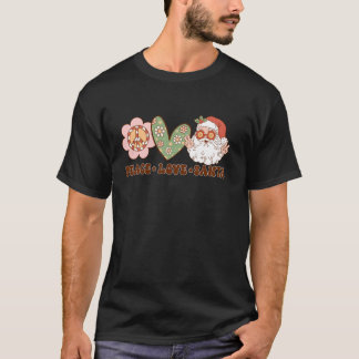 Camiseta Peace Love Santa Hippie Peace Retro Groovy Christm