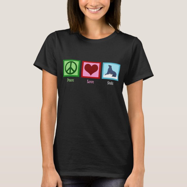 Camiseta Peace Love Seals Women's Dark (Anverso)
