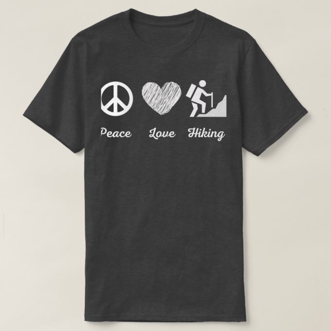 Camiseta Peace Love Senderismo HIking (Diseño del anverso)