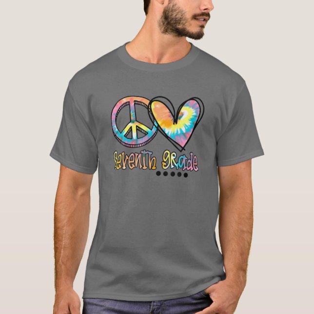Camiseta Peace Love Séptimo Grado Grado Gracioso Tye De Vue (Anverso)