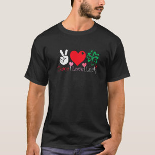Camiseta Peace Love Shamrock Heart Four Leaf Clover Lucky P