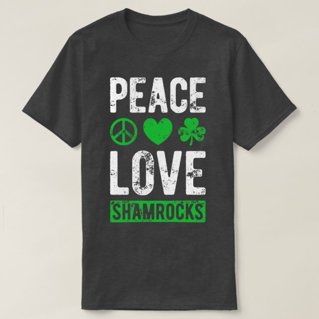 Camiseta Peace Love Shamrock St Patricks Day For Boys Chica (Diseño del anverso)