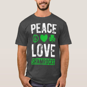 Camiseta Peace Love Shamrock St Patricks Day For Boys Chica