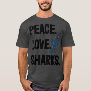 Camiseta Peace Love Shark Tee's Funny Sea Animal Tee Women