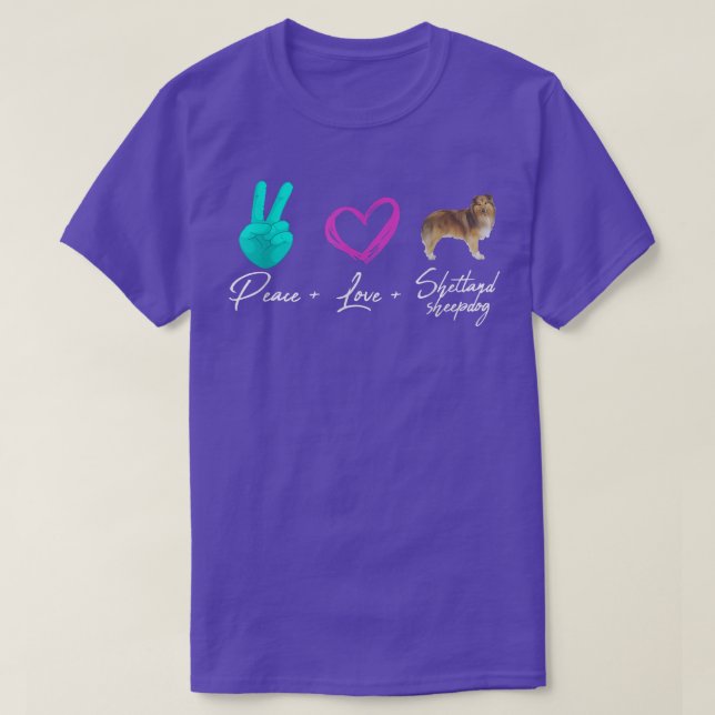 Camiseta Peace Love Shetland Sheepdog Funny Dog Dueño  (Diseño del anverso)