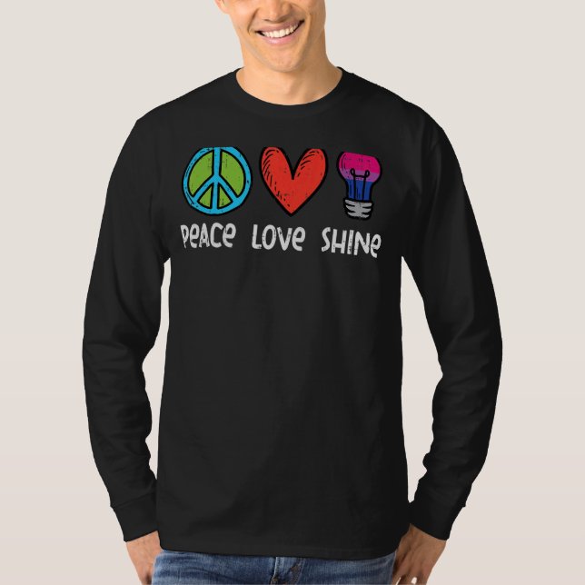 Camiseta Peace Love Shine Bisexual Bi Pride Studios Bandera (Anverso)