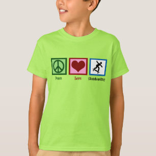 Camiseta Peace Love Skateboarding Niños