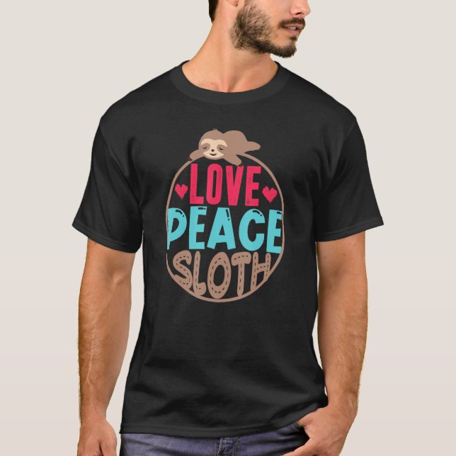 Camiseta Peace Love Sloth Men Mujeres Niños Divertidas Cara (Anverso)