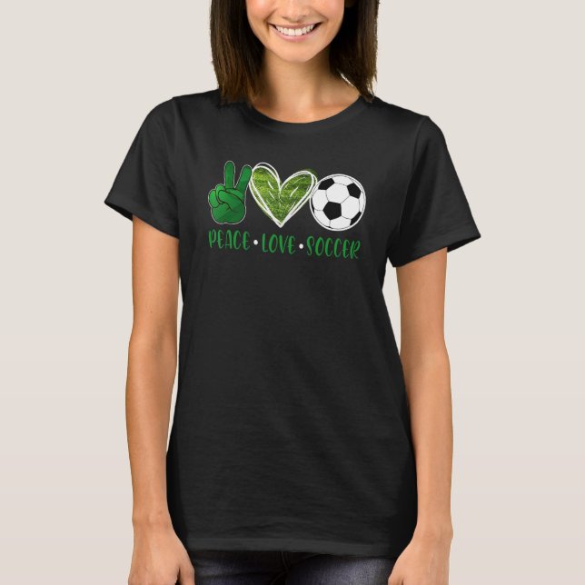 Camiseta Peace Love Soccer Cute Design para mujeres Chicas  (Anverso)