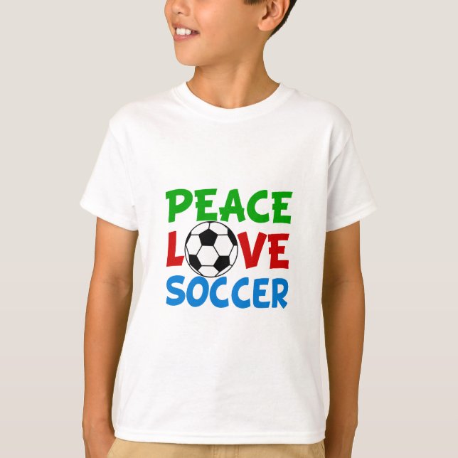 Camiseta Peace Love Soccer Cute Kids (Anverso)
