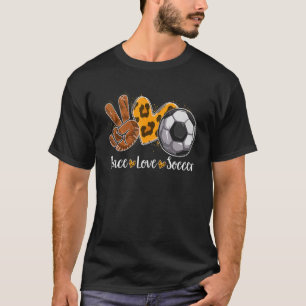 Camiseta Peace Love Soccer Leopard Print Cheetah Pattern