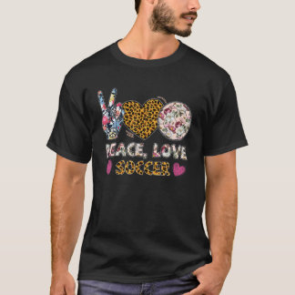 Camiseta Peace Love Soccer Leopardo Lover Sport Men Gi