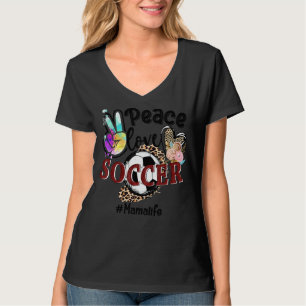 Camiseta Peace Love Soccer Mama Life Mom Grandma Leopard