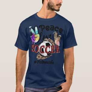 Camiseta Peace Love Soccer Mother Life Mom Grandma Leopard