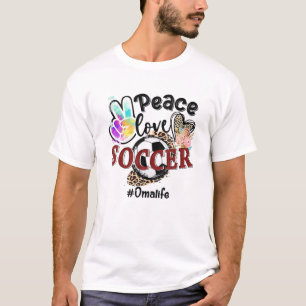 Camiseta Peace Love Soccer Oma Life Mom Grandma Leopard