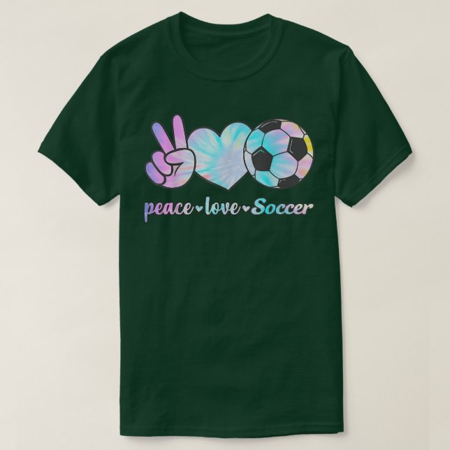 Camiseta Peace Love Soccer Player Tie Dye Style Women Teen  (Diseño del anverso)