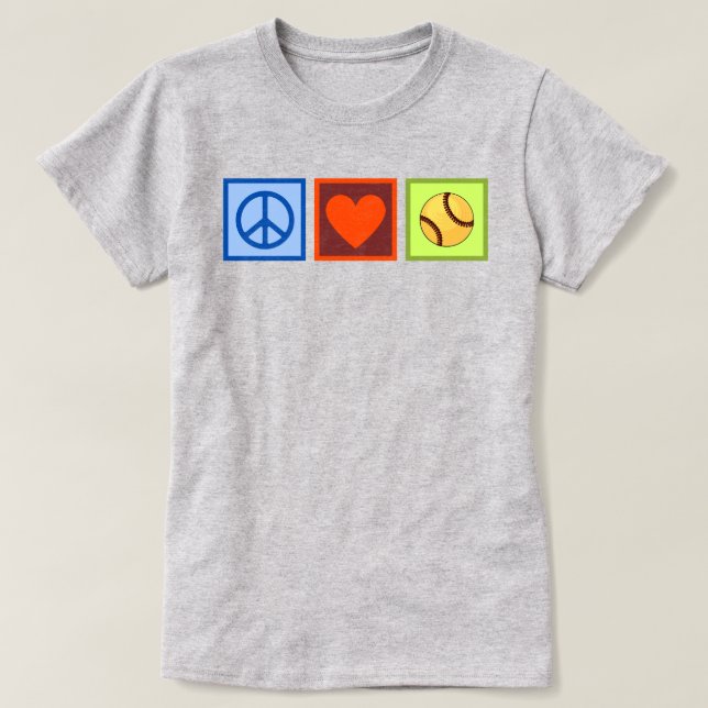 Camiseta Peace Love Sofball (Diseño del anverso)